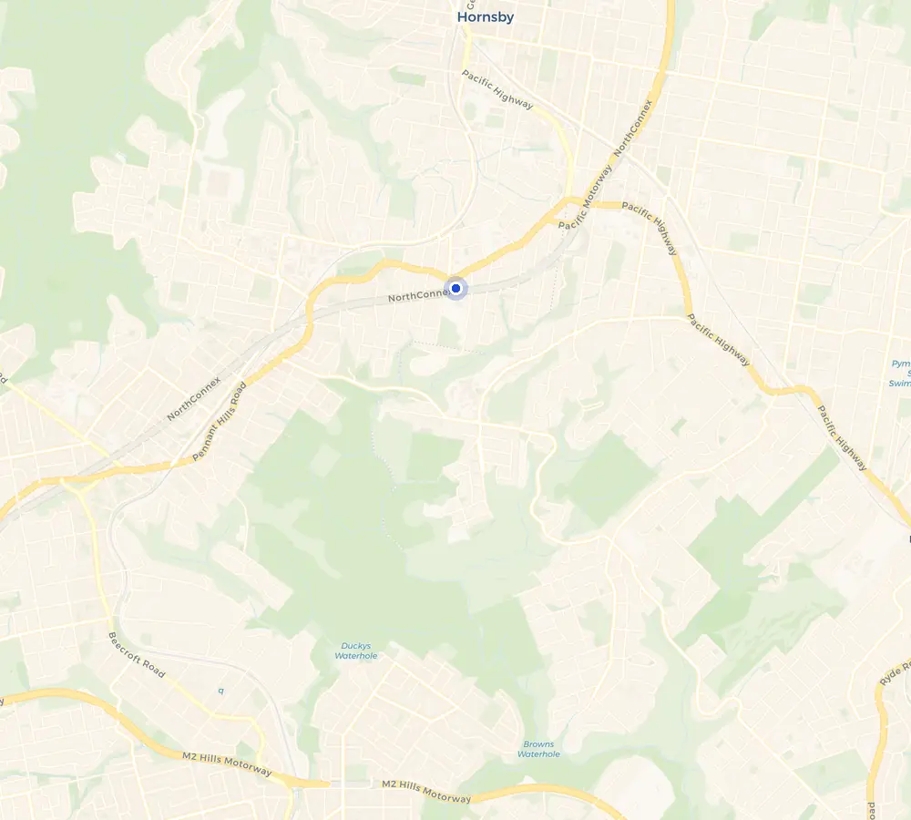 Map of the Normanhurst service area and the surrounding Upper North Shore, showing Normanhurst and the nearby streets we cover.